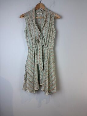 Hazel Mint and Coral Bird Print Mini Dress